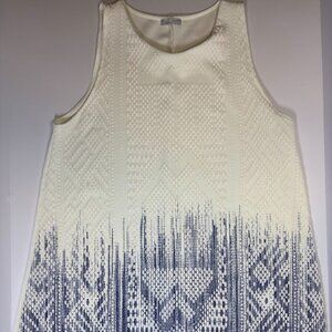 Zara Zw Collection White with Blue Print Mini Dress Size M